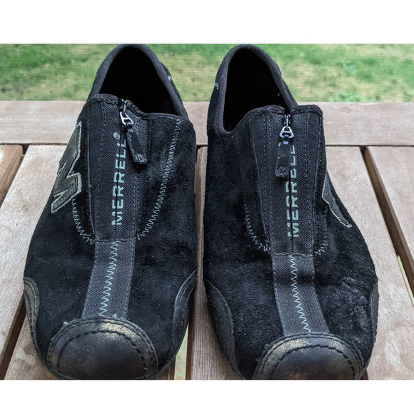 Merrell Arabesque Leather Black/Gold Women's Casual Zip Up Loafers Size 7.5 - Picture 4 of 10